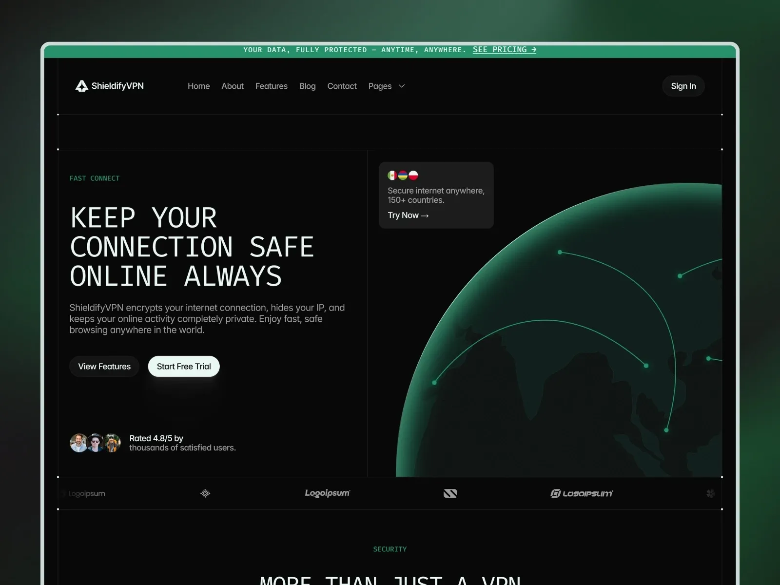 ShieldifyVPN — VPN, SaaS & Cybersecurity Template preview